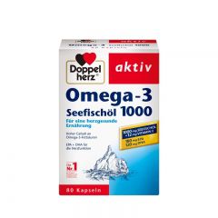 德国Doppelherz双心牌omega-3深海鱼油软胶囊80粒高浓缩DHA1000mg增强免疫力