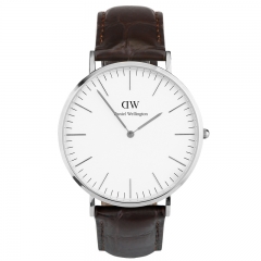 英国Daniel Wellington 丹尼尔惠灵顿经典绅士系列石英男牛皮棕黑色皮带手表0211DW