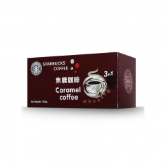 美国Starbucks星巴克焦糖咖啡粉10条装/盒 三合一速溶特浓提神咖啡 进口咖啡豆研磨